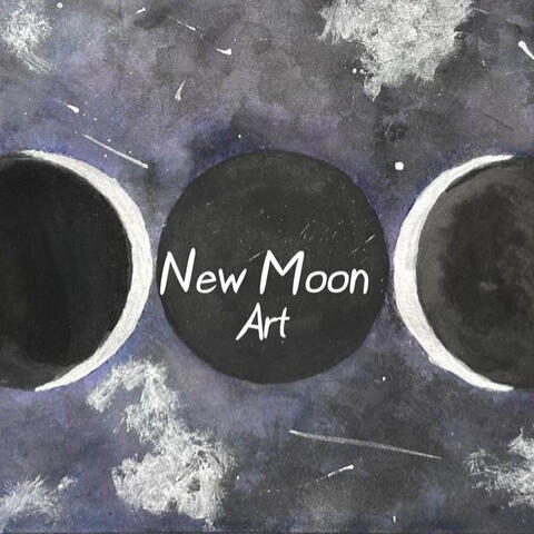 New Moon Art logo moon phases in watercolor